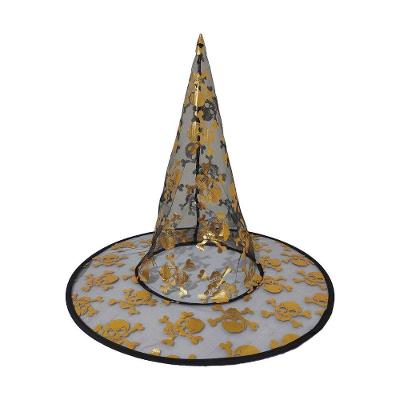 Acessório para Fantasia de Bruxa em Tule Transparente 35cm Preto com Caveiras Extra Festas