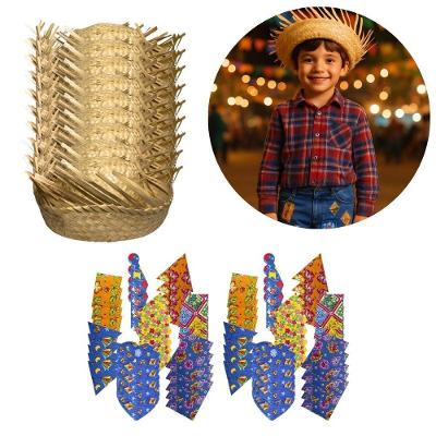 Acessório para Fantasia Infantil Junino em Palha Natural 22cm com 10 Unidades Amarelo Extra Festas