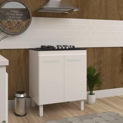 Balcão de Cozinha Fabi 2 Portas 1 Prateleira MDP 75cm Branco Mobília Decor