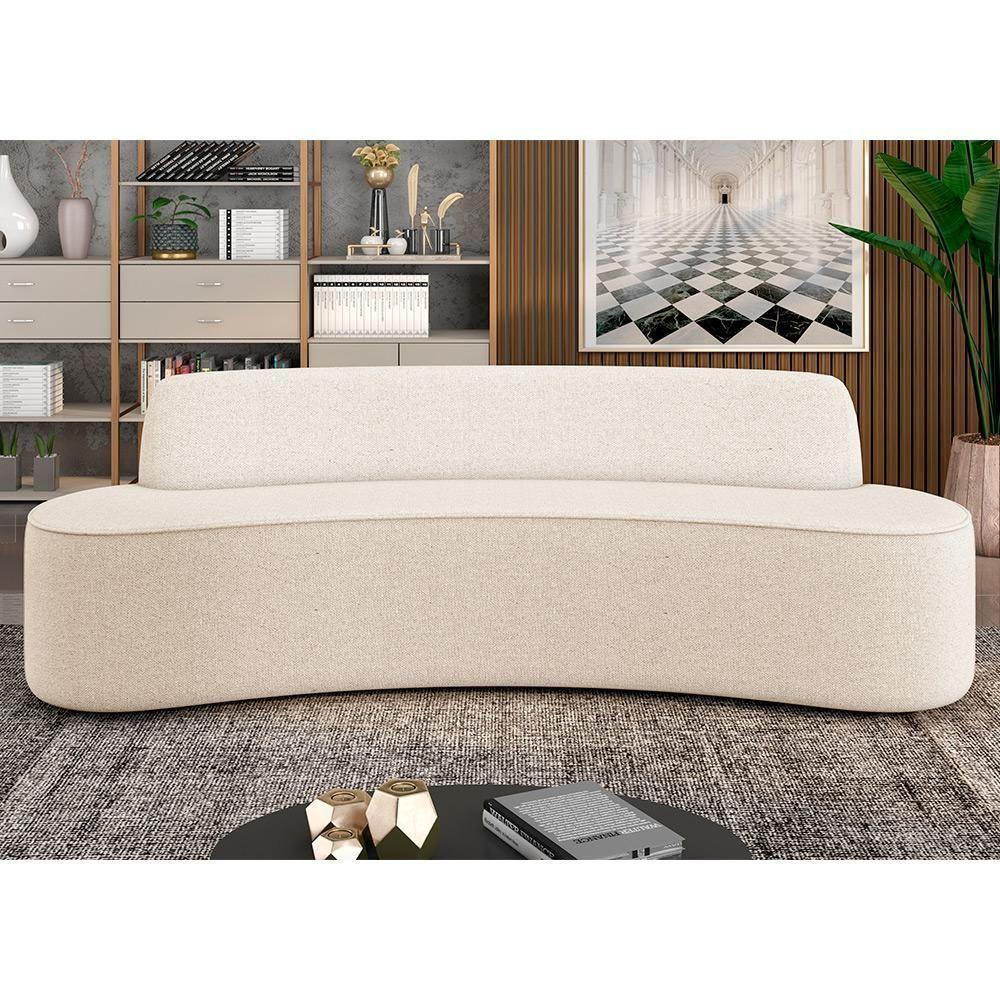 Sofá 4 Lugares Curvo Sala De Estar Living Cancún D02 Linho Cru 230 Cm D-461 - 5