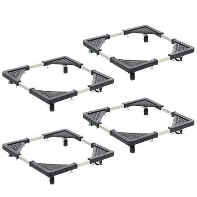 Suporte com Rodinhas Ajustável Kit 4 Unidades para Fogão Geladeira e Máquina de Lavar em Aço Inox