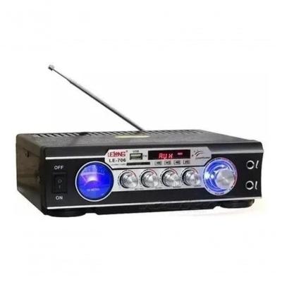 Receiver Amplificador Lelong 2 Canais Karaokê Bluetooth 60W RMS 110V Preto