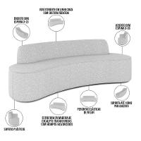 Sofá 4 Lugares Curvo Sala De Estar Living Cancún D02 Linho Cinza 230 Cm D-315 - 13