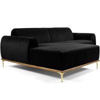 Sofá 4 Lugares Com Chaise Molino 255cm Veludo Preto C-300 - 1