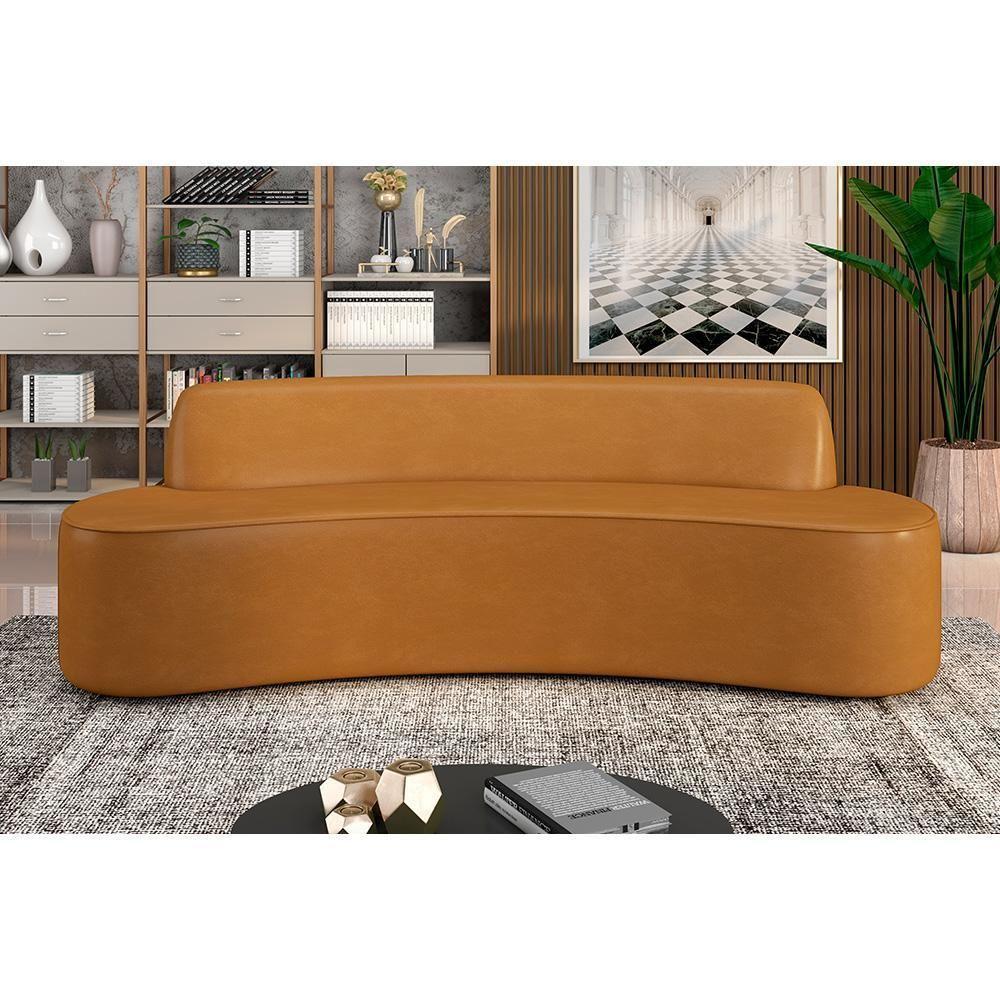 Sofá 4 Lugares Curvo Sala De Estar Living Cancún D02 Couríssimo Whisky 230 Cm B-90 - 6