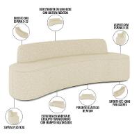 Sofá 4 Lugares Curvo Sala De Estar Living Cancún D02 Linho Bege 230 Cm D-463 - 13