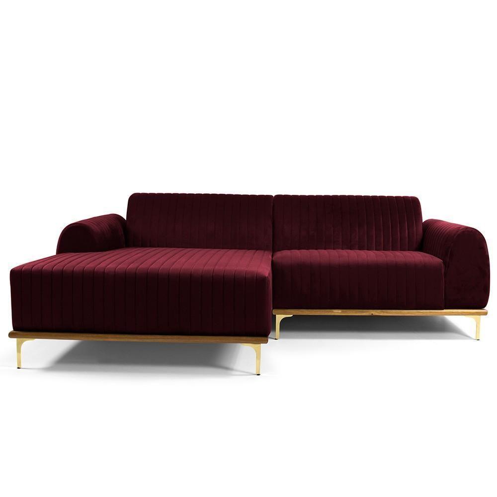 Sofá 4 Lugares Com Chaise Molino 255cm Veludo Marsala C-278 - 3