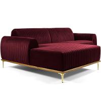 Sofá 4 Lugares Com Chaise Molino 255cm Veludo Marsala C-278 - 1