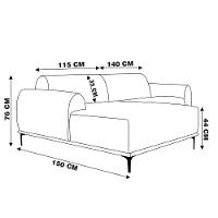 Sofá 4 Lugares com Chaise Base de Madeira Euro 255 Cm Vinho - 2