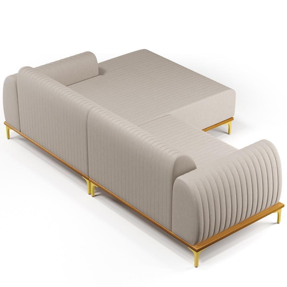 Sofá 4 Lugares Com Chaise De Estar Molino 265cm Bege C-107 - 2