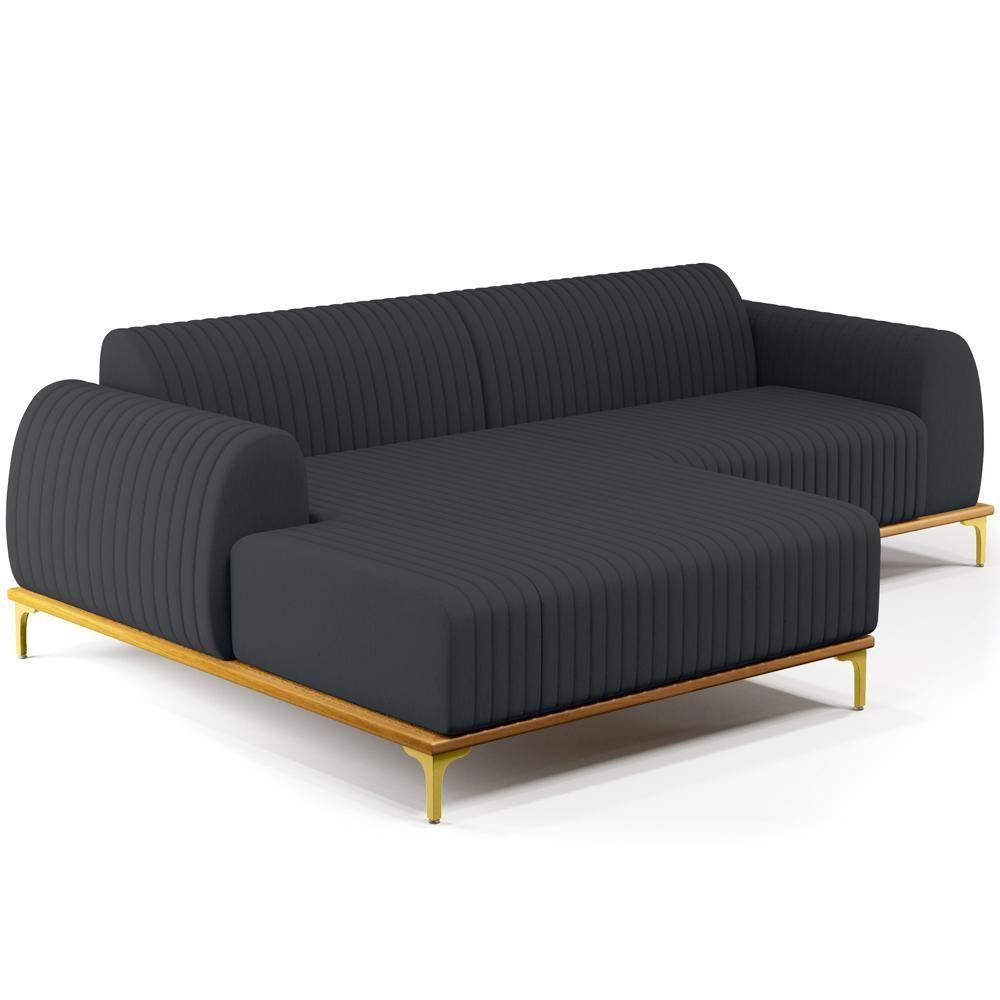 Sofá 4 Lugares Com Chaise Esquerdo 255cm Chumbo - 1