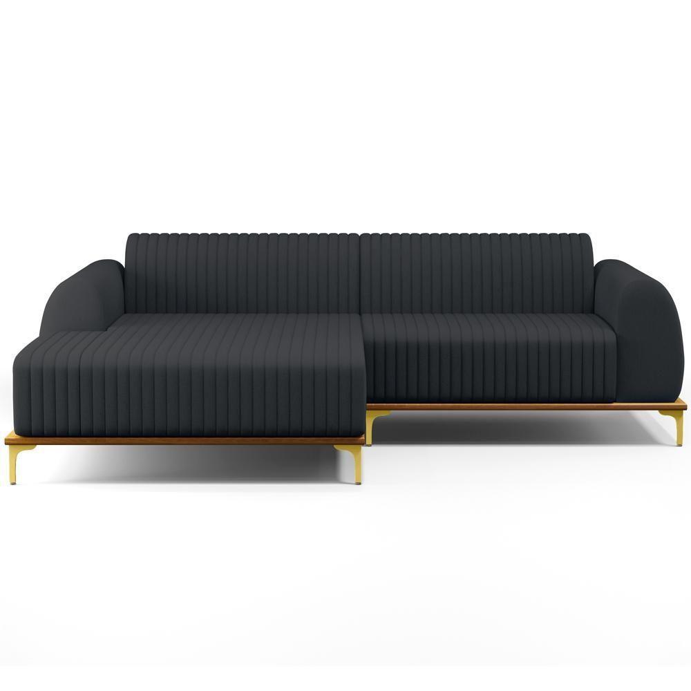 Sofá 4 Lugares Com Chaise Esquerdo 255cm Chumbo - 4