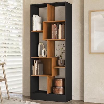 Estante Livreiro Dora 8 Prateleiras MDP 73CM Preto e Cinamomo Mpozenato 73CM