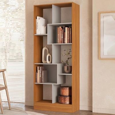 Estante Livreiro Dora 8 Prateleiras MDP 73CM Cinza Mpozenato 73CM