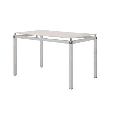 Mesa de Jantar Malva 6 Lugares Retangular Vidro 140CM Branco Combo Stock