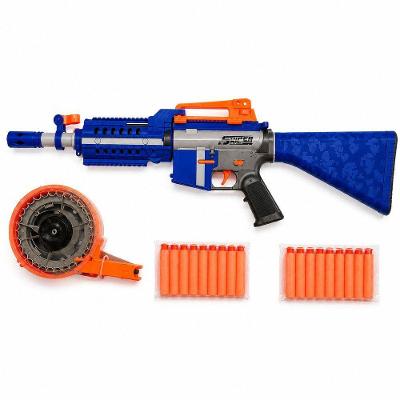 Metralhadora Fire Storm com Tambor Rotativo e Disparo Automático Azul Toys & Toys 78CM 40 Dardos