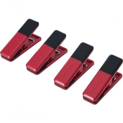 Prendedores Classic Retangular 4 Peças Plástico Vedação Eficiente para Snacks e Congelados Vermelho