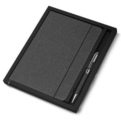 Caderno de Anotações Kit Courino Capa Dura 80 Folhas 21,3 X 14,5 X 3 cm com Caneta Preto