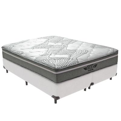 Cama Box com Colchão King Ibiza Pillow Top Molas Ensacadas Tecido Branco Vtech