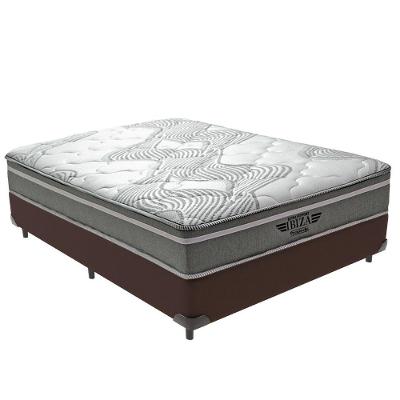 Cama Box com Colchão Casal Ibiza Pillow Top Molas Ensacadas Tecido Marrom Vtech