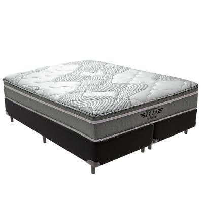 Cama Box King Ibiza com Pillow Top Molas Ensacadas Tecido Preto Vtech