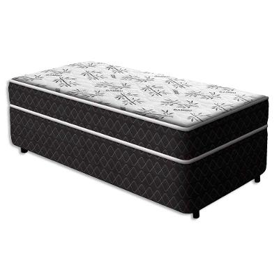Cama Box Conjugada Solteiro Benfica Colchão Acoplado Espuma D33 Preto Vtech