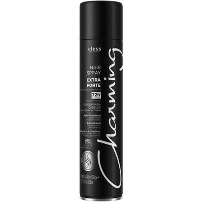 Hair Spray Charming Black Fixação Extra Forte Jato Seco Preto Cless Cosméticos