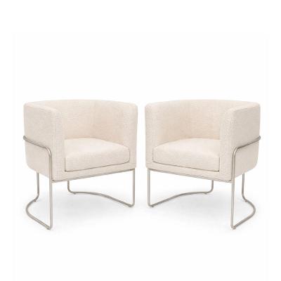 Poltrona Mono Base Decorativa em Bouclé Confortável Off White Sallar Home