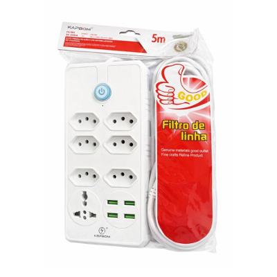 Filtro de Linha Filtro de Linha Bivolt 7 Tomadas 4 USB Cabo 5M Universal