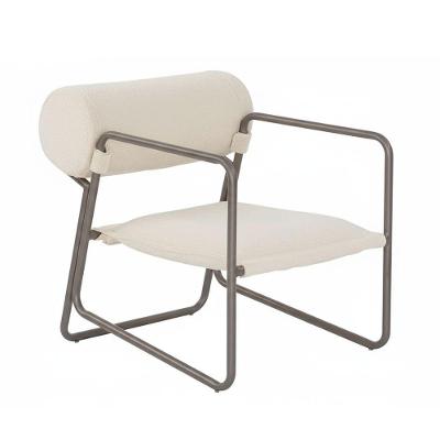 Poltrona Flow Decorativa Bouclé Base Aço Confortável Off White Sallar Home