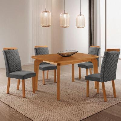 Mesa de Jantar Liz 4 Lugares Quadrada MDF Laminado 120CM Grafite Moderna