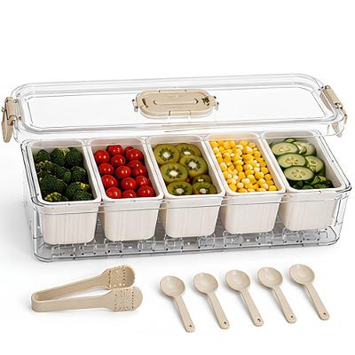 Organizador Multiuso Geladeira 5 Potes Removíveis Plástico BPA Free Transparente Top Rio Comercial