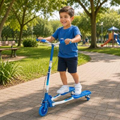Patinete Infantil Dobrável - Azul e 3 Rodas e Motor 78mm e Autonomia Ilimitada e 30kg e Uso Externo