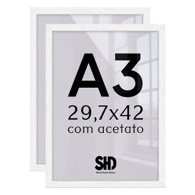 Moldura para Quadro A3 Retangular 31,7x44CM MDF Parafuso Branco Mastertel