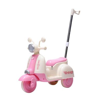 Moto Elétrica Infantil com Empurrador - com LED e Haste para Adulto - Rosa - Unitoys