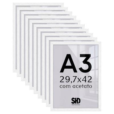 Moldura para Quadro A3 Retangular 31,7x44CM em MDF com Parafuso Branco Mastertel