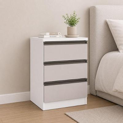 Mesa de Cabeceira Essenza 3 Gavetas MDF-MDP Moderno Branco Luciane Móveis
