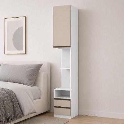 Mesa de Cabeceira Essenza 2 Gavetas MDF MDP Moderno Branco Bege Luciane Móveis