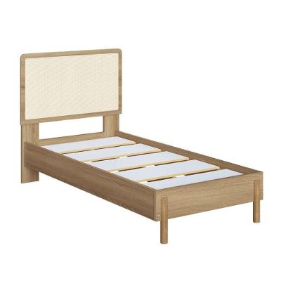 Cama de Solteiro Oslo com Cabeceira Painel MDP Tela Sintética Bege Artesano Móveis 102CM