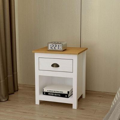 Mesa de Cabeceira Topázio 1 Gaveta Madeira Maciça Moderno Branco-Freijó Finestra