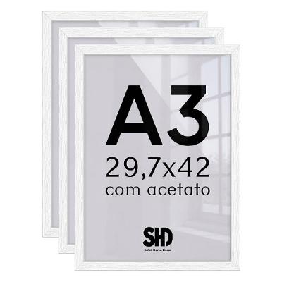 Moldura para Quadro 30x42 Retangular 29,7x42CM MDF Parafuso Branco Mastertel
