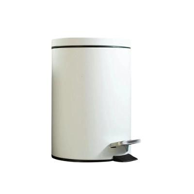 Lixeira Redonda com Pedal Multiuso 5L Aço Inox Abertura por Pressão Balde Interno Branco Matte