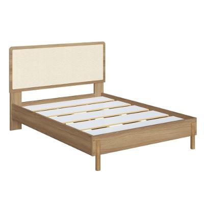 Cama de Casal Oslo Painel MDP Tela Sintética Bege Artesano Móveis 152CM