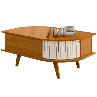 Mesa de Centro Indianápolis Retangular MDF Plástico 90CM Cinamomo Off White