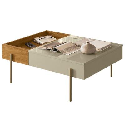 Mesa de Centro Leme Retangular MDP Metal 84CM Cumaru Opala Madetec Móveis