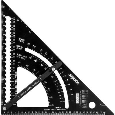 Esquadro Triangular 30cm com Goniômetro 70° Alumínio Anodizado Nove54 30CM