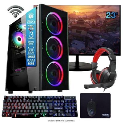 Computador Gamer Tob Computers A320 Ryzen 3 3200G 8GB SSD 120GB 23" Full HD Preto