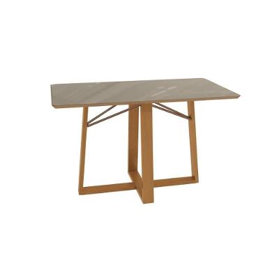 Mesa de Jantar Elma Premium 6 Lugares Retangular MDF com Vidro 160CM Amadeirado Kappesberg
