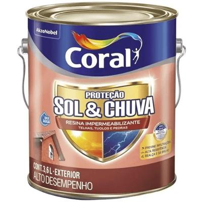 Resina Impermeabilizante 5701892 Proteção Sol e Chuva com Alta Resistência Vermelho Coral 3,6L