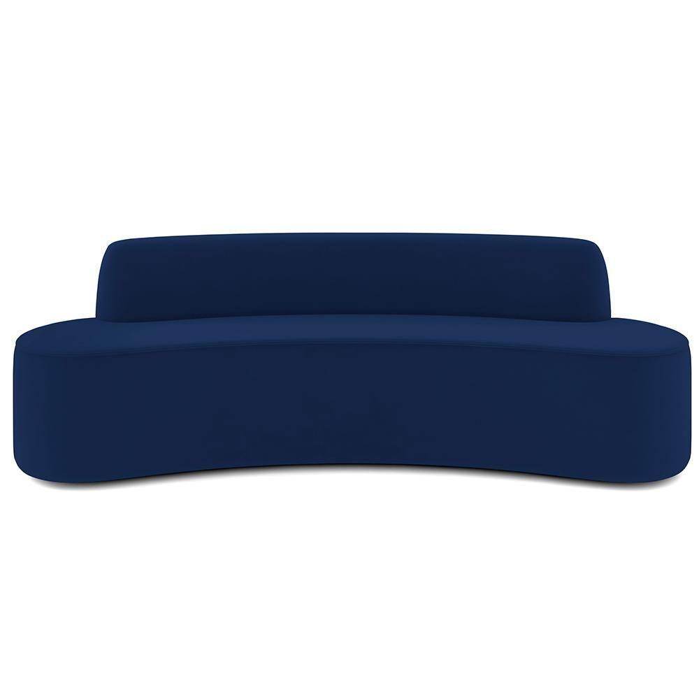 Sofá 4 Lugares Curvo Sala De Estar Living Cancún D02 Veludo Azul Marinho 230 Cm C-304 - 5